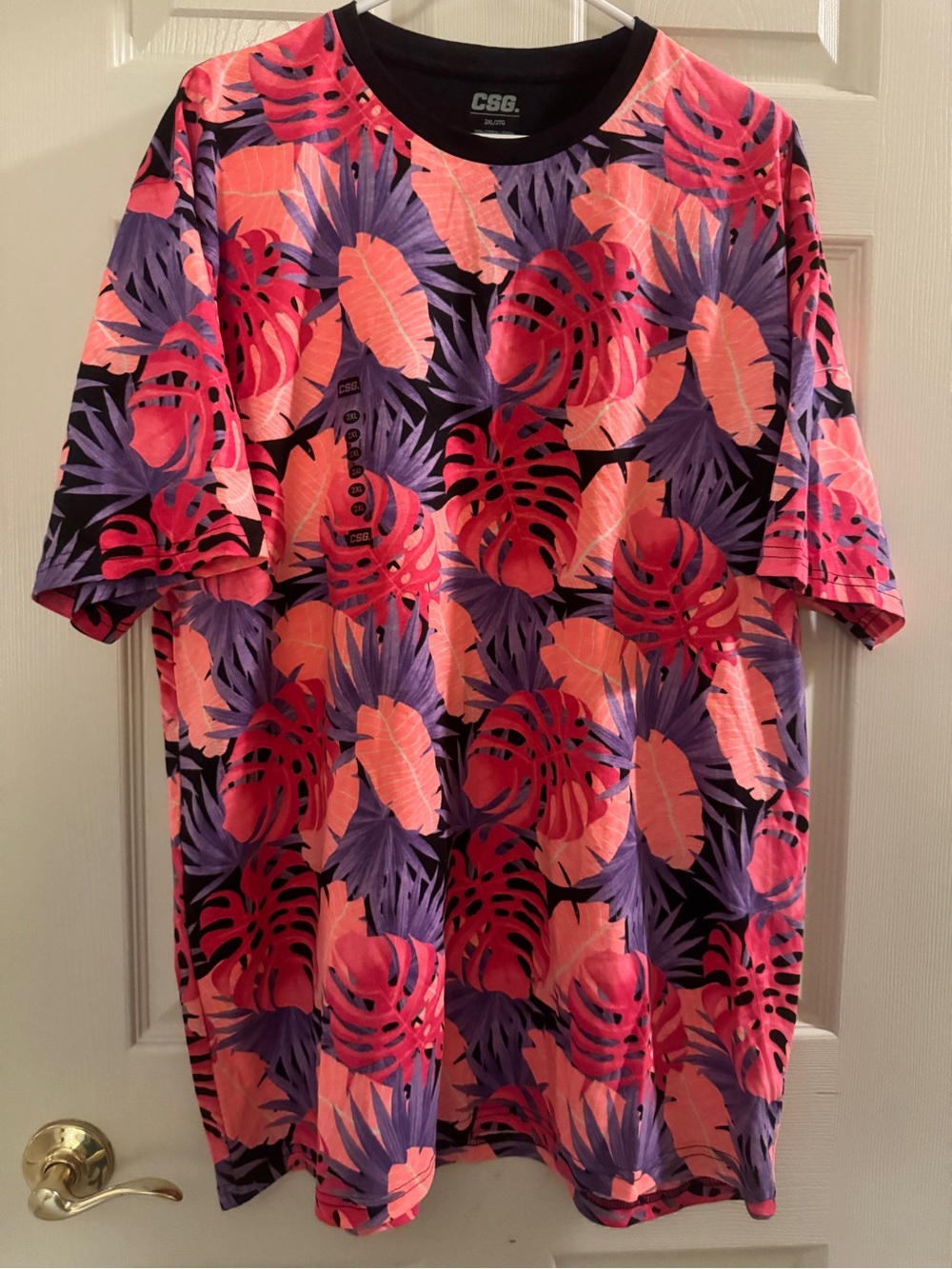 C9 by Champion Pink & Purple Tropical Leaf Short Sleeve Tee